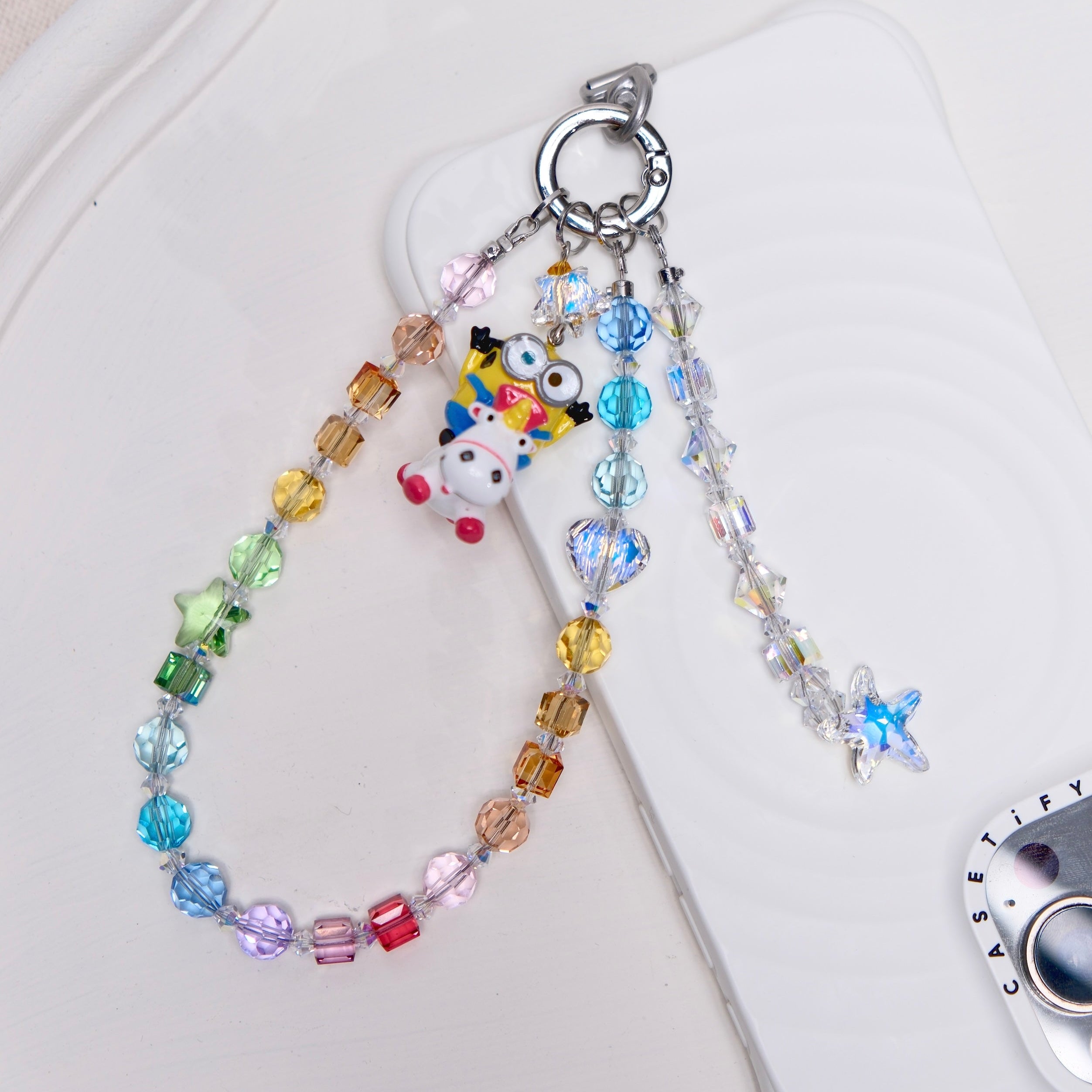 Beaded Phone Chain: Y2K Crystal, Pearl & Charm Styling