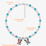 Close-up detail of Pastel Couple Charm Necklace · handmade Swarovski crystal jewelry