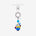 Yellow goggle-eyed character phone charm with a blue crystal accent, silver ring and clear attachment tab.