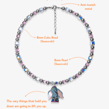 Close-up detail of Blue Elephant Charm Swarovski Necklace · handmade Swarovski crystal jewelry