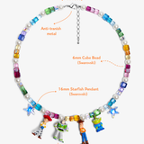 Close-up detail of Infinity Squad Rainbow Necklace · handmade Swarovski crystal jewelry