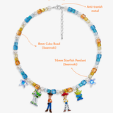 Close-up detail of Infinity Squad Charm Necklace · handmade Swarovski crystal jewelry