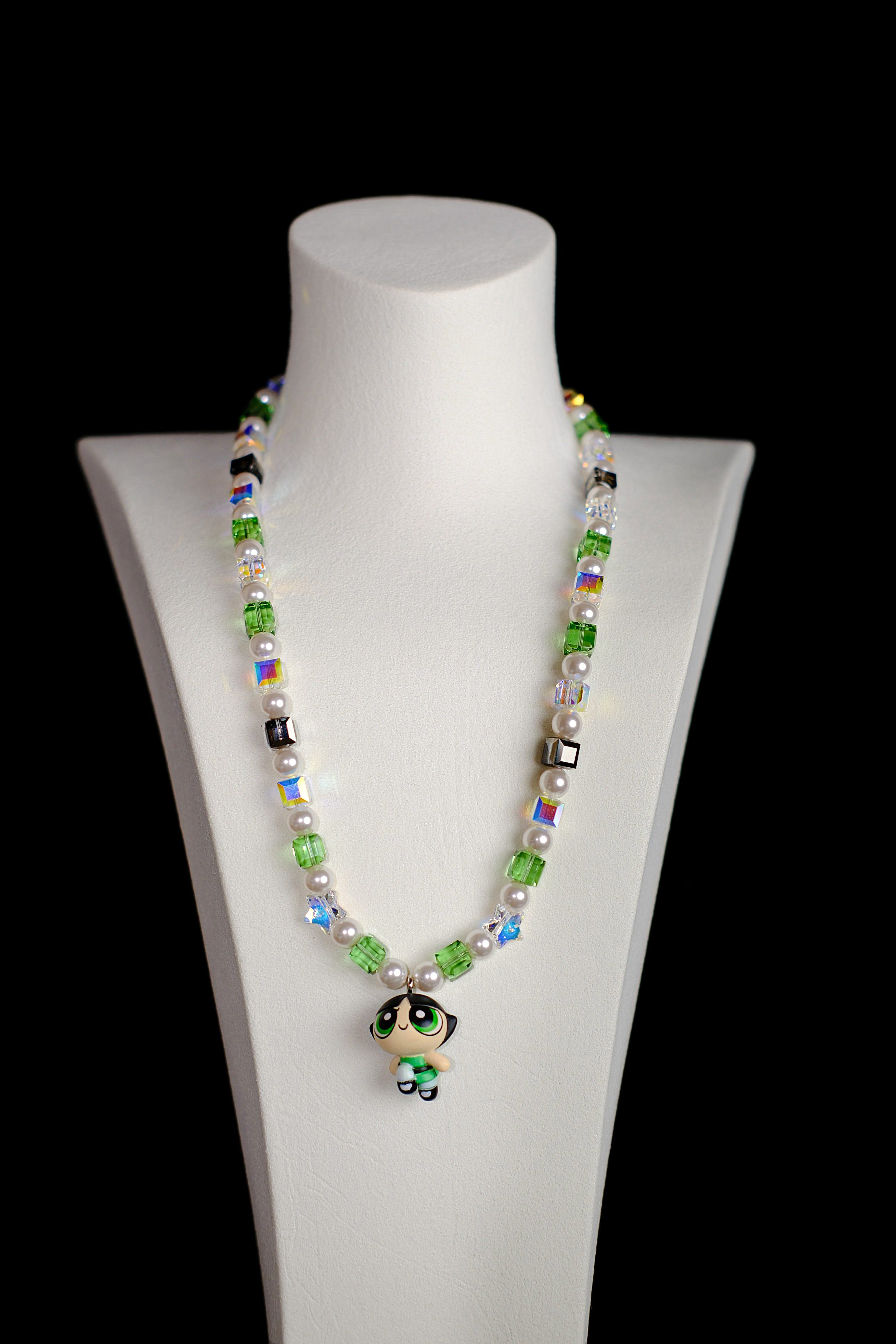 Green Power Girl Swarovski Necklace - ShinoraStudio