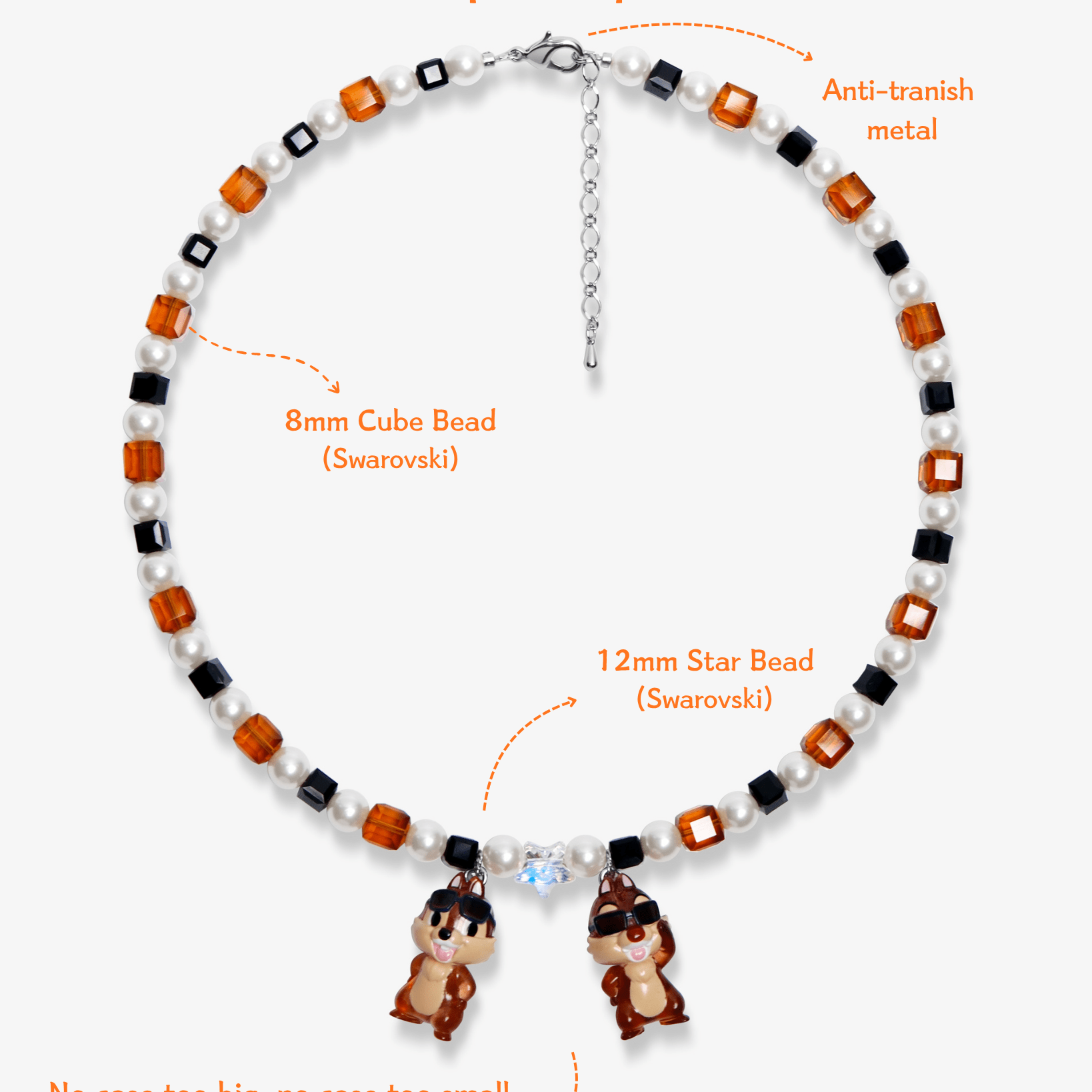 Close-up detail of Retro Sparkle Charm Necklace · handmade Swarovski crystal jewelry