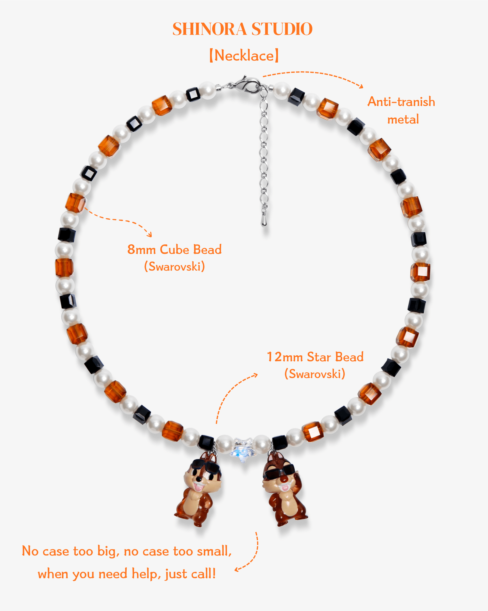 Close-up detail of Retro Sparkle Charm Necklace · handmade Swarovski crystal jewelry
