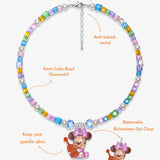 Lifestyle worn view of Rainbow Melody Charm Necklace · handmade Swarovski crystal jewelry