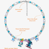 Close-up detail of Surf Blue Charm Necklace · handmade Swarovski crystal jewelry