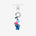 Detachable phone charm with a blue creature wearing a pink bow, a smaller colorful figure, blue crystals and a silver-tone ring.