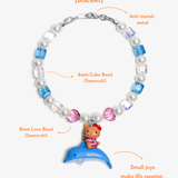Close-up detail of Hawaii Dolphin Charm Bracelet · handmade Swarovski crystal jewelry