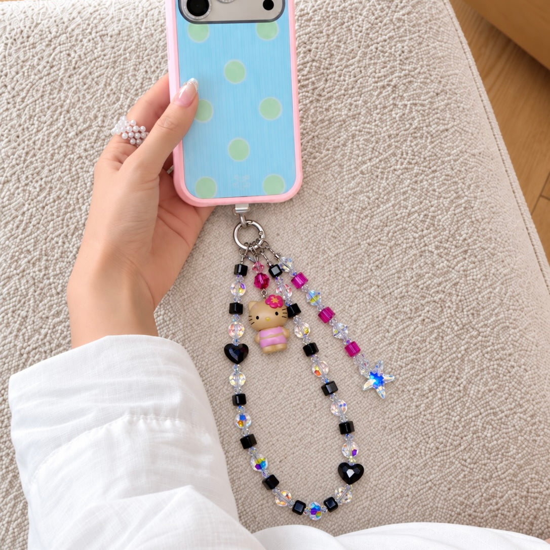 Black Swarovski Crystal Phone Chain