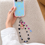 Cadena para teléfono con cristales Swarovski negros