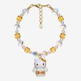 Golden Halo Crystal Cat Charm Bracelet