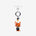 Orange fox character phone charm with a small crystal accent, silver ring and clear attachment tab.