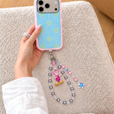 Cadena para teléfono de perlas Swarovski grises