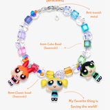 Close-up detail of Rainbow Hero Trio Crystal Charm Bracelet · handmade Swarovski crystal jewelry