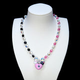 Sweet Contrast Pink Heart Lock Necklace