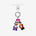 Detachable phone charm with two duck figures in Halloween costumes, pumpkin details, purple and red crystals and a silver-tone ring.