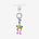 Detachable phone charm with a yellow goggled figure riding a white unicorn, colorful crystals and a silver-tone ring.