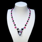 Midnight Bloom Pink & Black Crystal Necklace