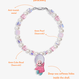 Close-up detail of Pearl Baby Charm Bracelet · handmade Swarovski crystal jewelry