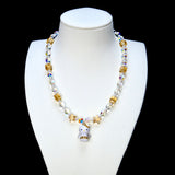Golden Halo Crystal Cat Charm Necklace