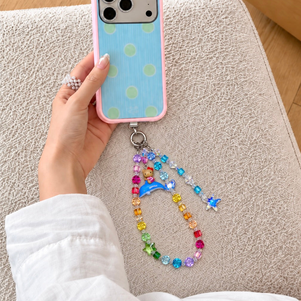 Chaîne de téléphone en cristal Swarovski arc-en-ciel