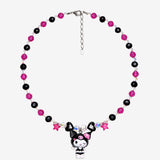 Midnight Bloom Pink & Black Crystal Necklace