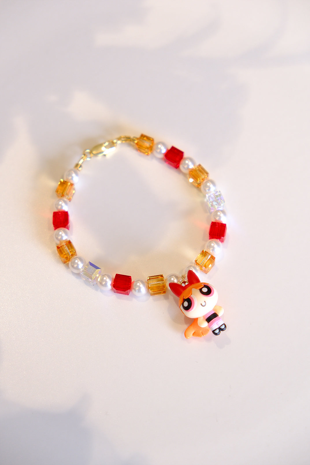 Pink Power Girl Swarovski bracelet by ShinoraStudio featuring sparkling pink crystals and elegant silver-tone setting.