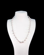 Swarovski pearl necklace with alternating pearl sizes and silver links - handmade pearl jewelry