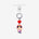Detachable phone charm with a pink cartoon girl figure, red heart crystal, pink crystal accent and a silver-tone ring.