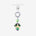 Detachable phone charm with a green cartoon girl figure, green star crystal, clear crystal accents and a silver-tone ring.