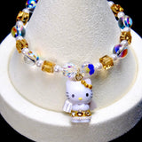 Golden Halo Crystal Cat Charm Bracelet