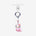 Pink mermaid cat phone charm with a pink crystal accent, silver ring and clear attachment tab.