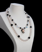 Black Pearl Starlet Swarovski Crystal Charm Necklace