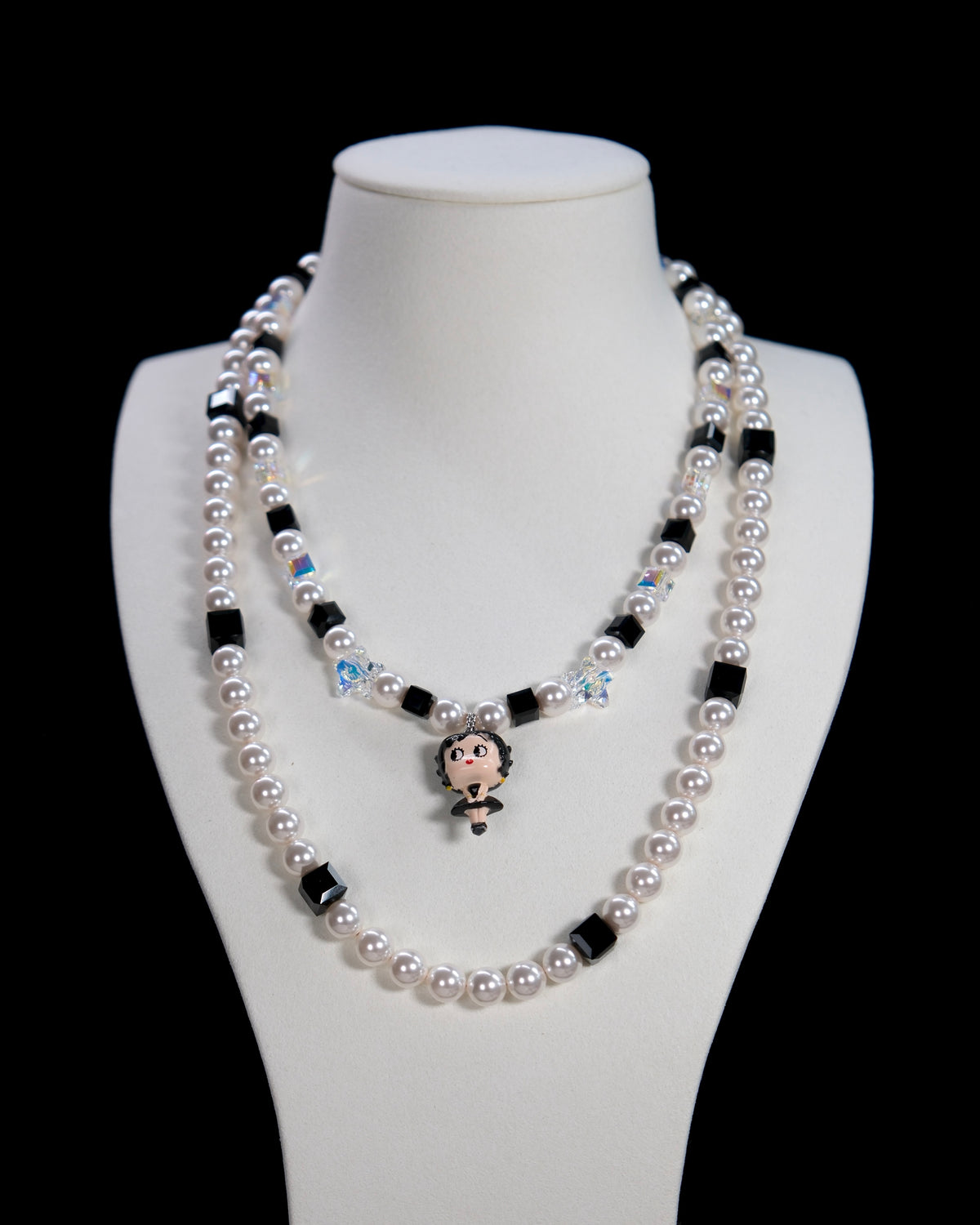 Black Pearl Starlet Swarovski Crystal Charm Necklace