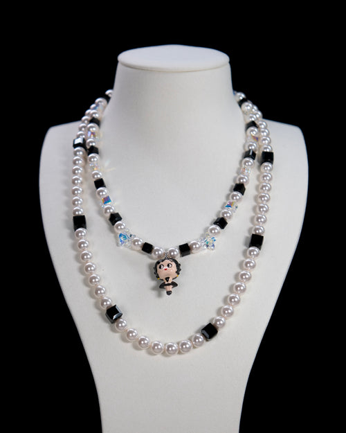 Black Pearl Starlet Swarovski Crystal Charm Necklace