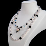 Black Pearl Starlet Necklace product photo, handmade charm necklace by Shinora Studio