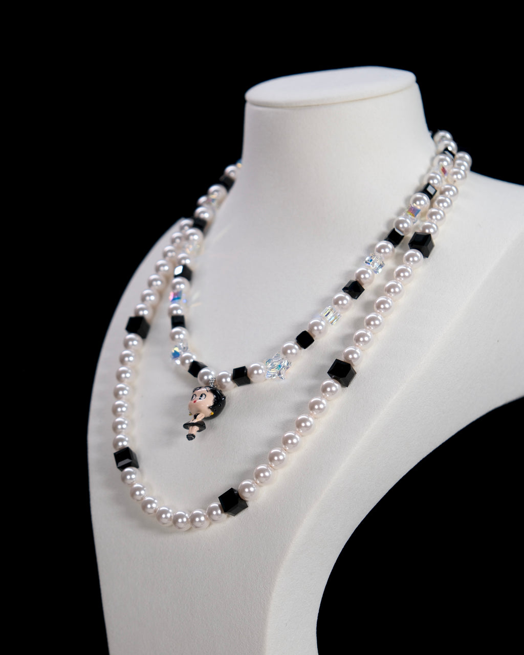 Black Pearl Starlet Swarovski Crystal Charm Necklace