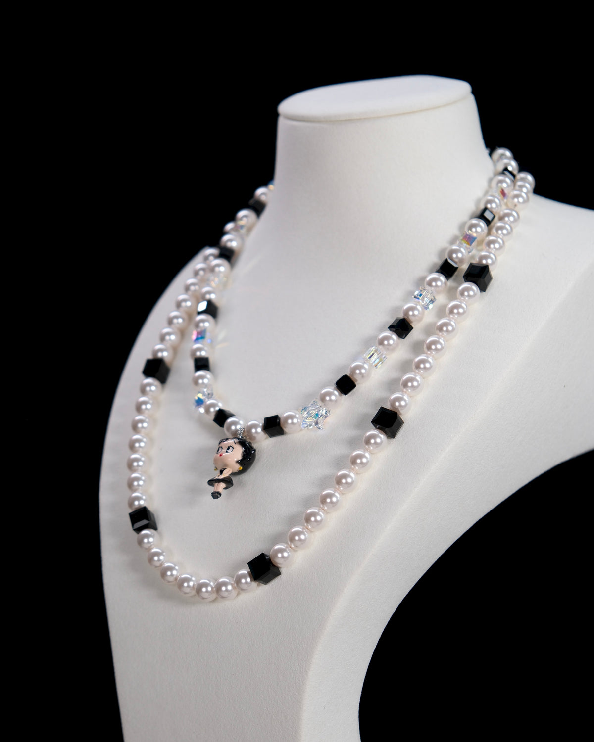 Black Pearl Starlet Swarovski Crystal Charm Necklace
