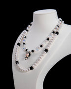 Black Pearl Starlet Swarovski Crystal Charm Necklace