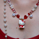 Sweetheart Cat Necklace product photo, handmade charm necklace by Shinora Studio