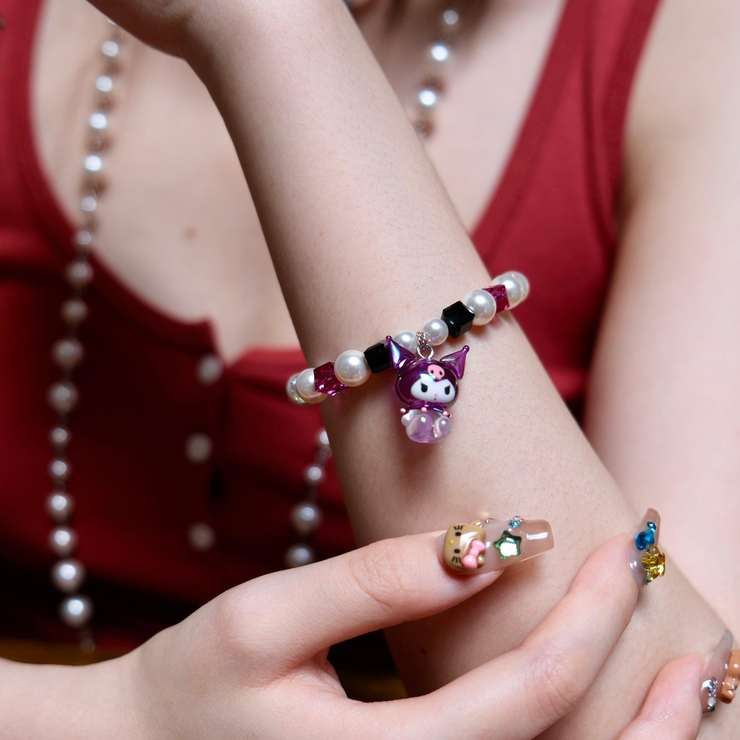 Purple Devil Bracelet product photo, handmade charm bracelet by Shinora Studio