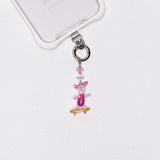 Vintage Pink Skateboard Character Phone Charm