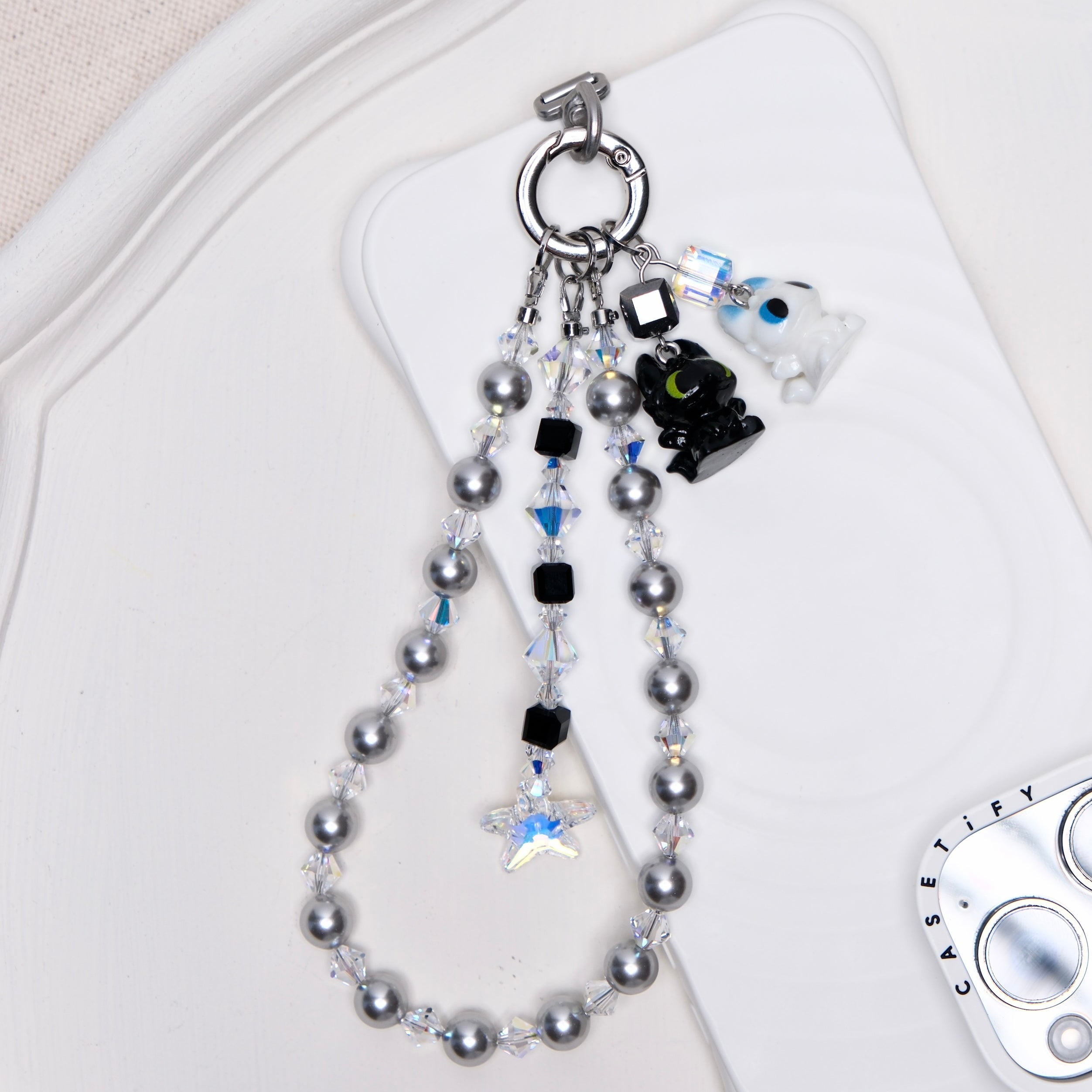 Gray Swarovski Pearl Phone Chain