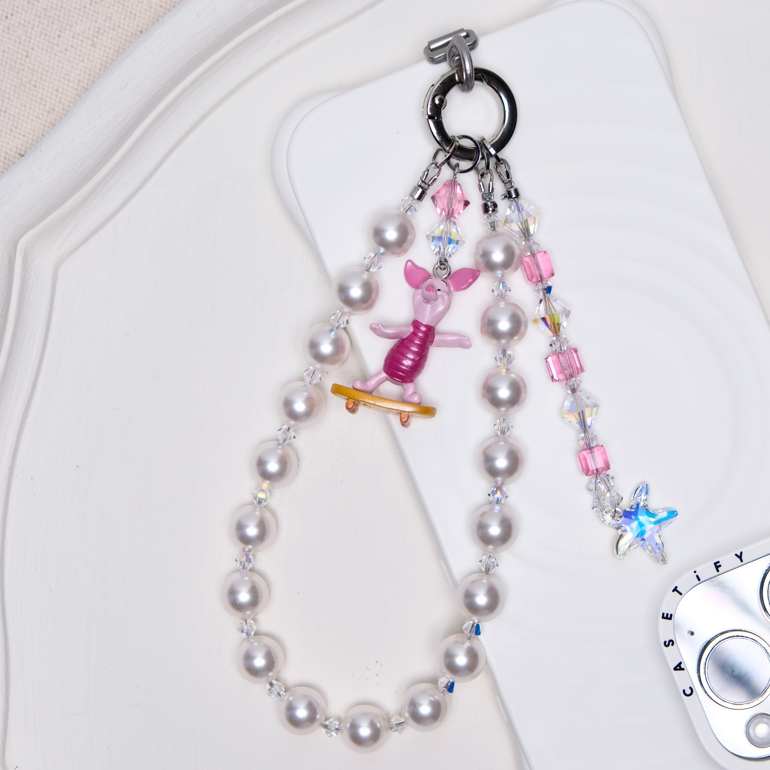 Vintage Pink Skateboard Character Phone Charm