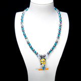 Collar con dije de perlas de cristal azul