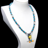 Collar con dije de perlas de cristal azul