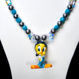 Collar con dije de perlas de cristal azul
