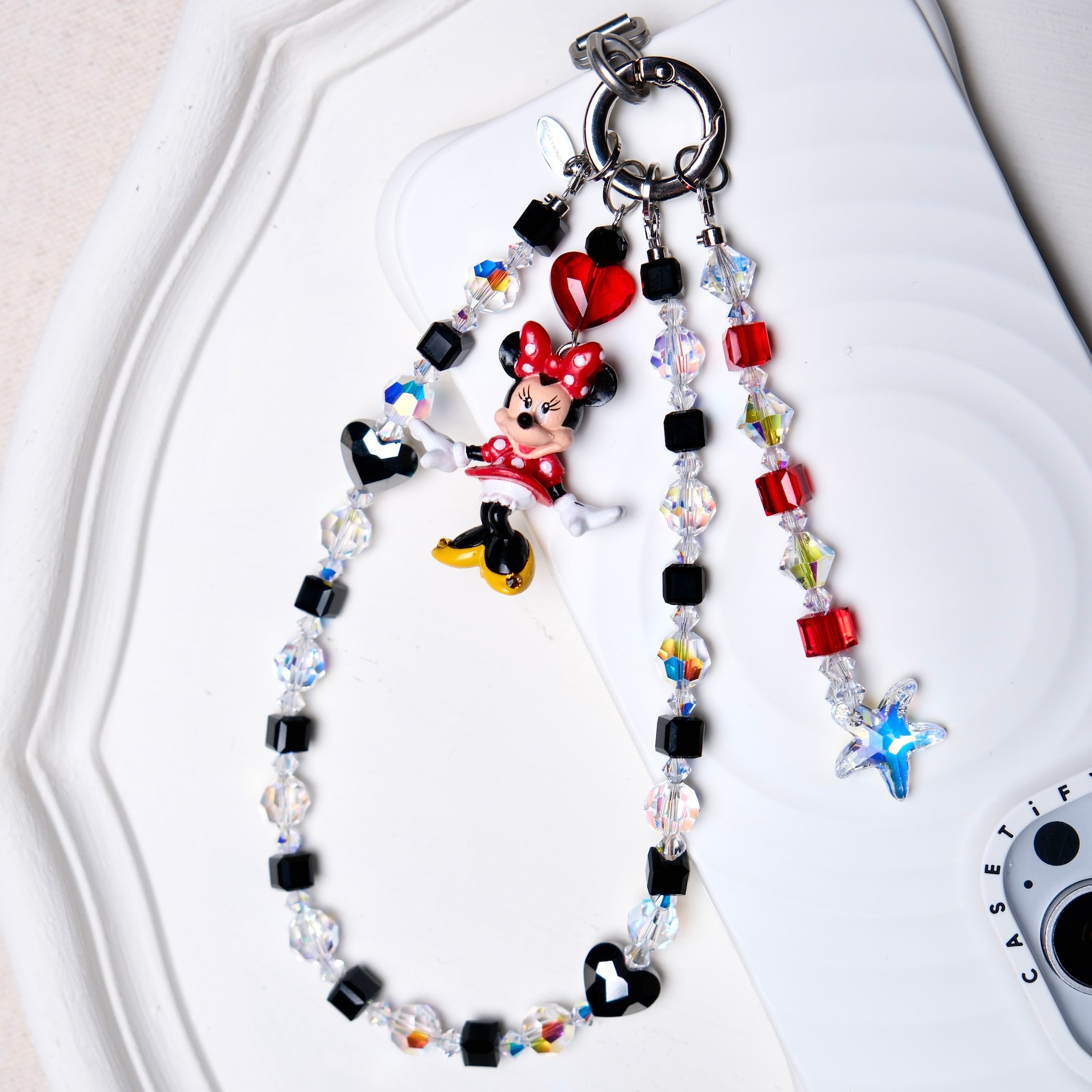 Black Swarovski Crystal Phone Chain