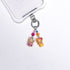 Tropical cat duo vintage phone charm with pink and orange Swarovski crystal accents and silver-tone hardware